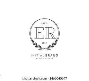 E R ER Beauty vector initial logo, handwriting logo of initial signature, wedding, fashion, jewerly, boutique, floral and botanical with creative template for any company or business.