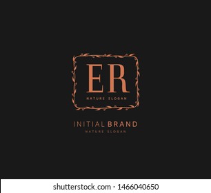 E R ER Beauty vector initial logo, handwriting logo of initial signature, wedding, fashion, jewerly, boutique, floral and botanical with creative template for any company or business.