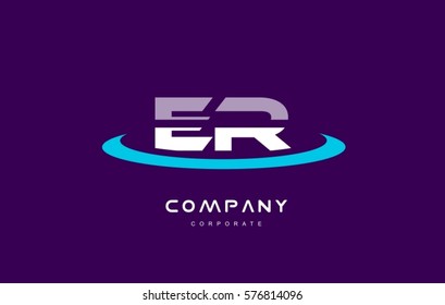 e r er cyan magenta blue letter combination alphabet vector company logo icon sign design template 