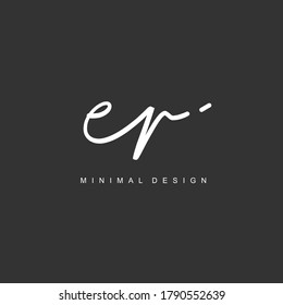 E R ER Initial handwriting or handwritten logo for identity. Logo with signature and hand drawn style.