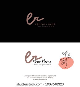 E R ER  Initial letter handwriting and signature logo. Beauty vector initial logo .Fashion, boutique, floral and botanical