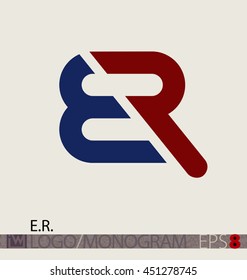 E. R. flat vector logo, monogram for persons and companies, No. 2.