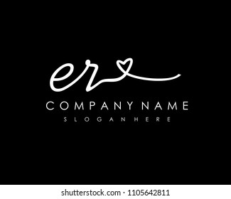 E R Initial handwriting logo vector
