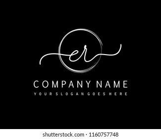 E R Initial handwriting logo vector