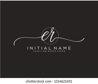 E R Initial handwriting logo vector