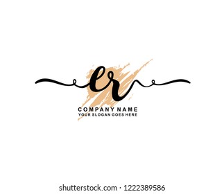 E R Initial Handwriting Logo Template