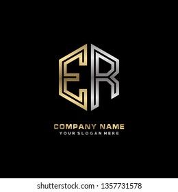 E R initial letter, modern logo design template vector 