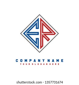 E R initial letter, modern logo design template vector 