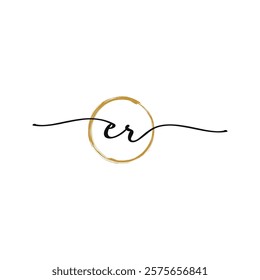 E R Initial Script Letter Beauty Logo Template