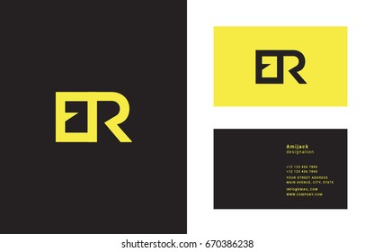 E R joint logo icon vector with business card template