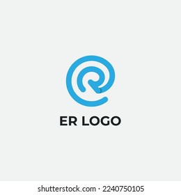 E and R letter abstract monogram letter logo