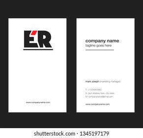 E R letters Joint logo icon with business card vector template.