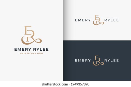 E R monogram serif letter logo design