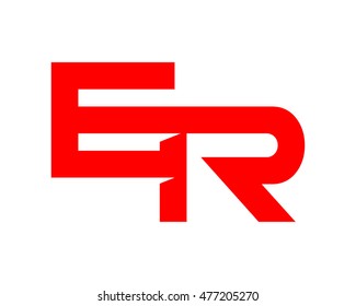 e and r red initial typography typeface logotype alphabet font image vector icon
