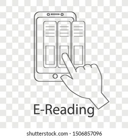 E reading icon concept on transparency background. Flat vector illustration use for your web page