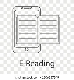 E reading icon concept on transparency background. Flat vector illustration use for your web page