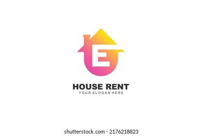 E real estate logo design inspiration. Vector letter template design for brand.