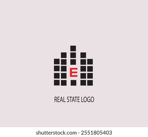 E logotipo de estado real e design de vetor