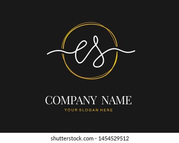 E S ES Initial handwriting logo design with circle. Beautyful design handwritten logo for fashion, team, wedding, luxury logo.