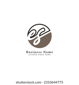 E, S, ES Initial letter handwritten and signature vector image template in round shape logo