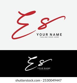 E, S, ES Logo für Anfangsbuchstaben. Alphabet ES Logo für handschriftliche Signatur