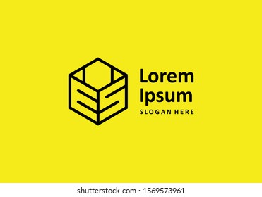 E S Hexagon logo vector simple with black color