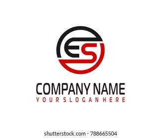 E S initial circle logo template vector