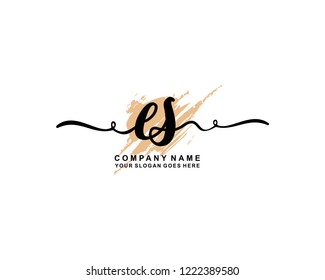 E S Initial Handwriting Logo Template