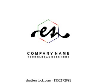 E S Initial Handwriting Logo Template