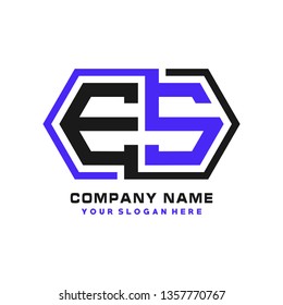 E S initial letter, modern logo design template vector 