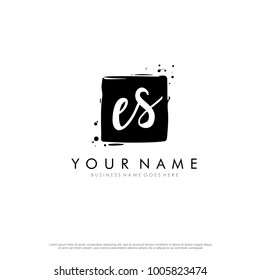 E S initial square logo template vector