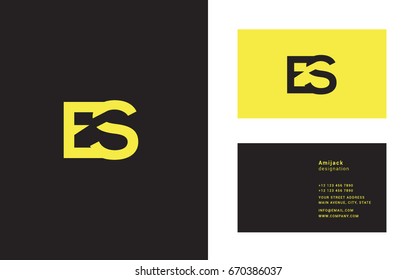 E S joint logo icon vector with business card template