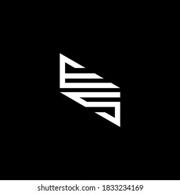 E S letter logo abstract design on black color background, es monogram
