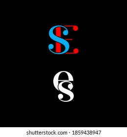 E S letter logo abstract design on black color background, es monogram