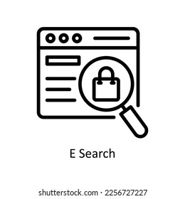 E Search Vector Outline icon for your digital or print projects. stock illustration