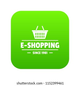 E shipping icon green vector isolated on white background