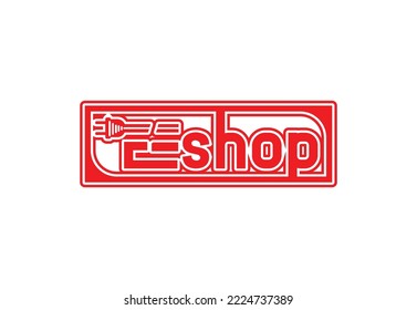 logotipo de tienda electrónica y plantilla de diseño de pegatinas
