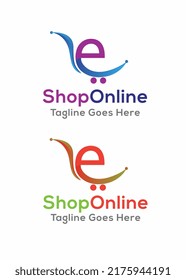 E shop online shop logo e shop shopping online logo buy online shopping cart logo online store logo