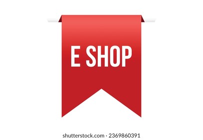 e shop red vector banner illustration isolated on white background.