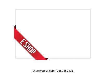 e shop red vector banner illustration isolated on white background.