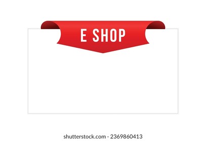 e tienda la ilustración de banner vectorial rojo aislado en fondo blanco.