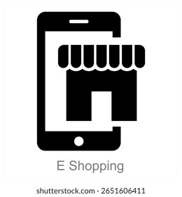 E Diseño de concepto de icono de Vector de compras