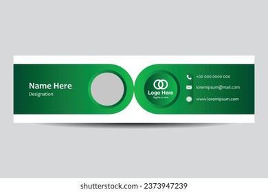 e signature template. Green color. Vector illustration. Corporate identity
