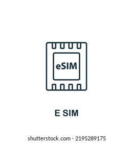 E Sim icon. Line simple icon for templates, web design and infographics