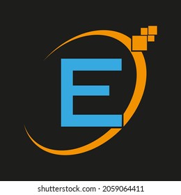 E Simple Letter Logo ,Template, Vector. 