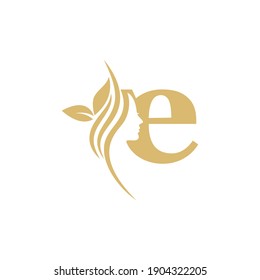 e small letter Vector abstract logo, branding design templates in trendy linear minimal style, emblem for beauty studio and cosmetics, spa, beautiful woman's face, badge for makeup artist, fashion