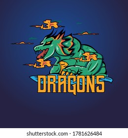 e sport dragon logo appears from the sea
