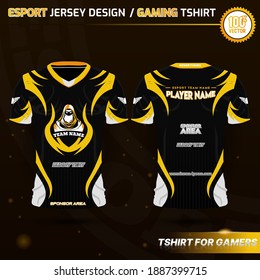 E sport Jersey or Gaming Uniform with Black and Yellow Color. E-sport gaming t shirt template.