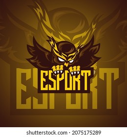 e sport logo brown owl holding board
