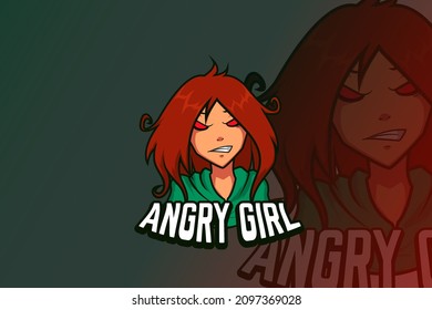 E sport logo design angry girl